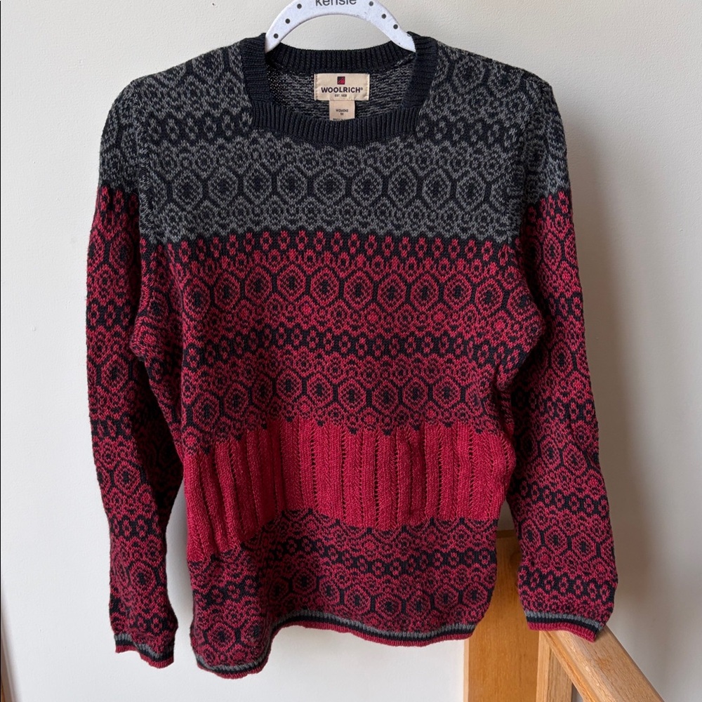Vintage Woolrich Nordic Cotton Blend Intarsia Ski Sweater Medium